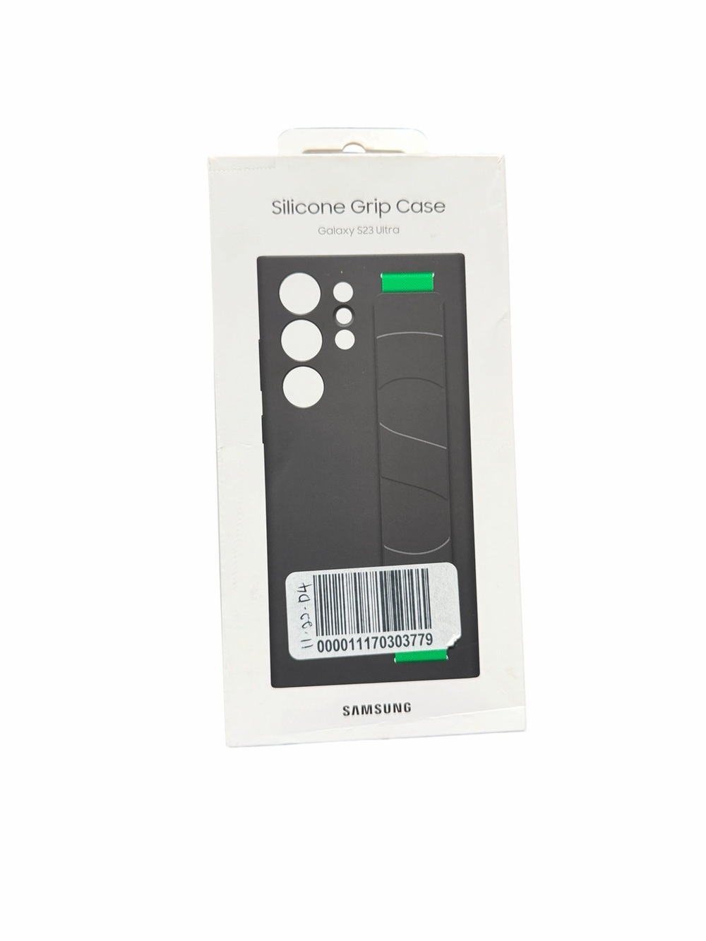 Samsung Galaxy S23 Ultra Black Silicone Grip Case with Green Accents